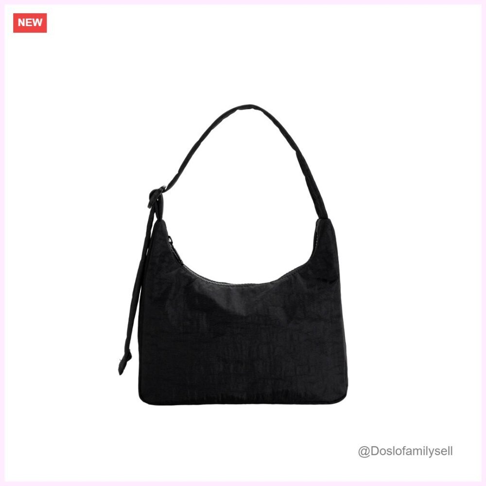 Mini Nylon Shoulder Bag with Adjustable Strap and Interior Pocket